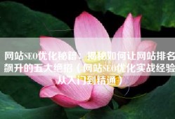 网站SEO优化秘籍：揭秘如何让网站排名飙升的五大绝招（网站SEO优化实战经验从入门到精通）