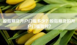 股指期货开户门槛多少？股指期货的开户门槛如何？