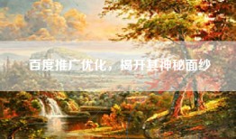 百度推广优化，揭开其神秘面纱