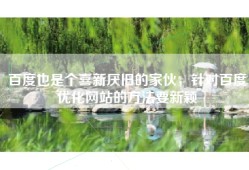 百度也是个喜新厌旧的家伙，针对百度优化网站的方法要新颖