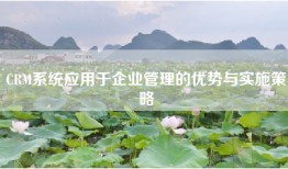 CRM系统应用于企业管理的优势与实施策略