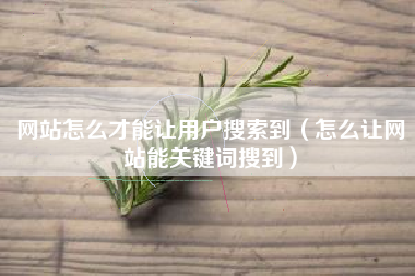 网站怎么才能让用户搜索到（怎么让网站能关键词搜到）